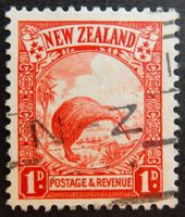 Antike Briefmarke « Neuseeland Kiwi » - 1 D. - 1935 - rot.