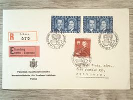 TR56 Enveloppe + Timbre Liechtenstein 1943
