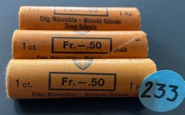 (Nr. 233) 3 Rollen 1 Räppler (3x Originalrollen à 50 Münzen)