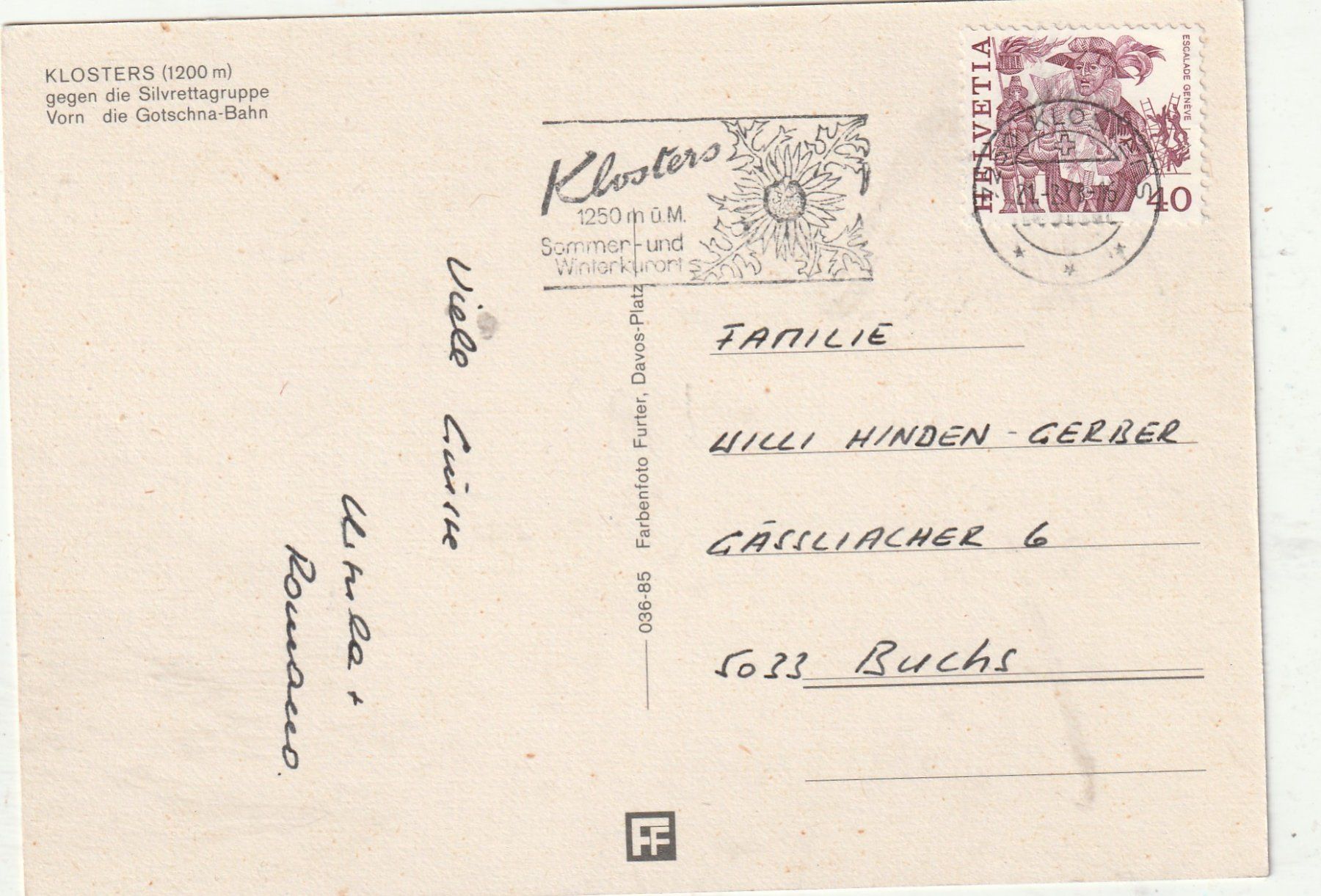 Cartoline postali: Seilbahn Klosters – Usato da Lumbrein venduto da made02 1