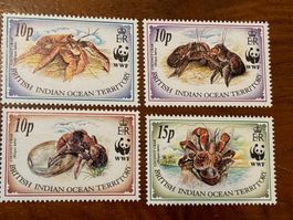 WWF Briefmarken Krabben 10p 15p 4er Set UK 1987