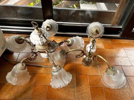 Lampadari vintage in ottone e vetro satinato
