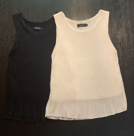 Damen Plissee-Top Set – Schwarz & Weiss – Grösse L