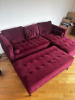 Burgundy Velvet Sofa with Ottoman - Autumn Comfort🛋️