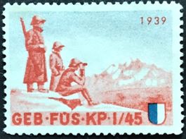Soldatenmarke 2.WK, Geb Füs Kp I/45, rot, Wi Inf 349