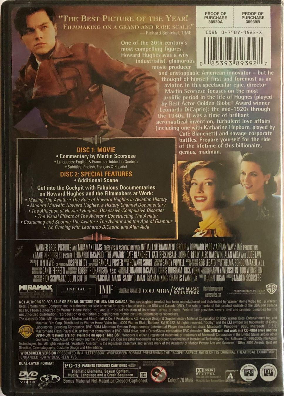 Tutti i DVDs: MARTIN SCORSESE / LEONARDO DICAPRIO - THE AVIATOR – Usato da Poliez-Pittet venduto da Newtown-Records 1