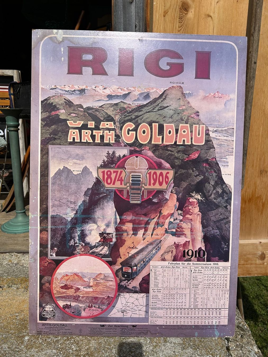 Foto & Immagini: Werbeplakat Rigi Bahn via Arth- Goldau – Usato da Goldau venduto da Taburettli_Brocante