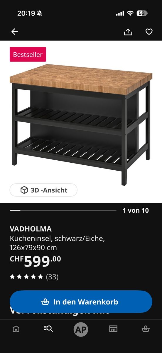 Ikea Cuisines complètes: VADHOLMA Kücheninsel schwarz – D'occasion à Muttenz par Zinni 7