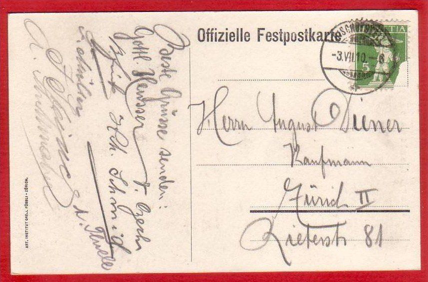 Cartoline postali: BISCHOFSZELL, LICHTDRUCK 1910 – Usato da Grüningen venduto da Kartenlaube 1