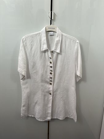 Leinen Bluse Weiss, Gr. 42