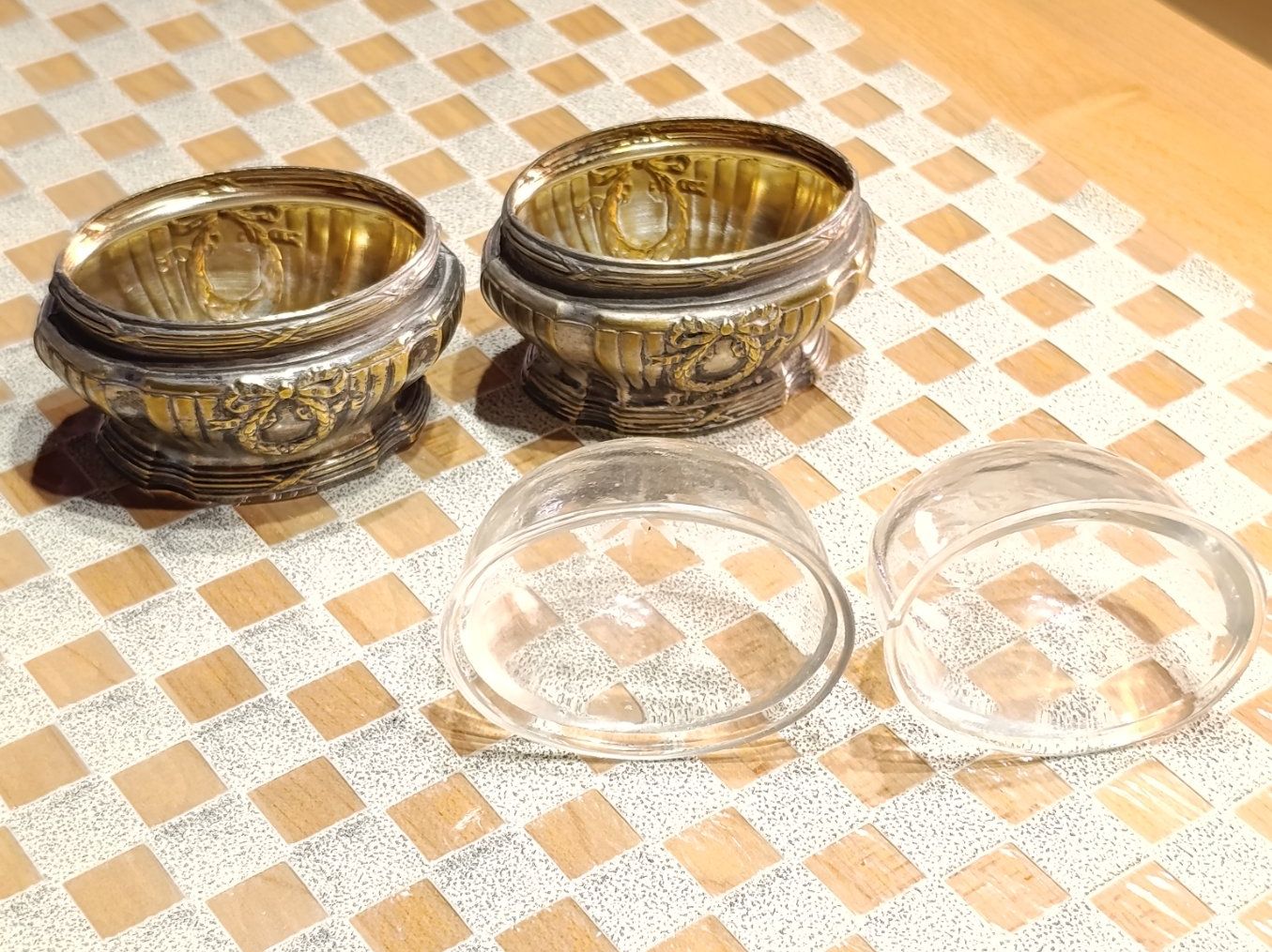 Sculture & Statue: Jugendstil versilberte 2 Salier Glas um 1900j – Usato da Steffisburg venduto da 1.Schmuckschatulle 3