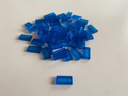 LEGO - 55 - BLAUE - GLATTE - PLÄTTLI - 2 X 1 - TRANSPARENT
