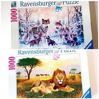 2 Puzzles 1000er Ravensburger Wölfe Löwen