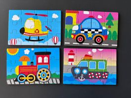 Green Mate Holzpuzzle 4er Set Fahrzeuge