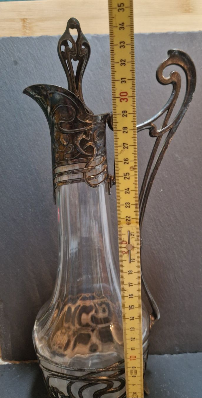 Caraffe: Karaffe Glas mit Metallmontur – Usato da Winterthur venduto da Sadega 8