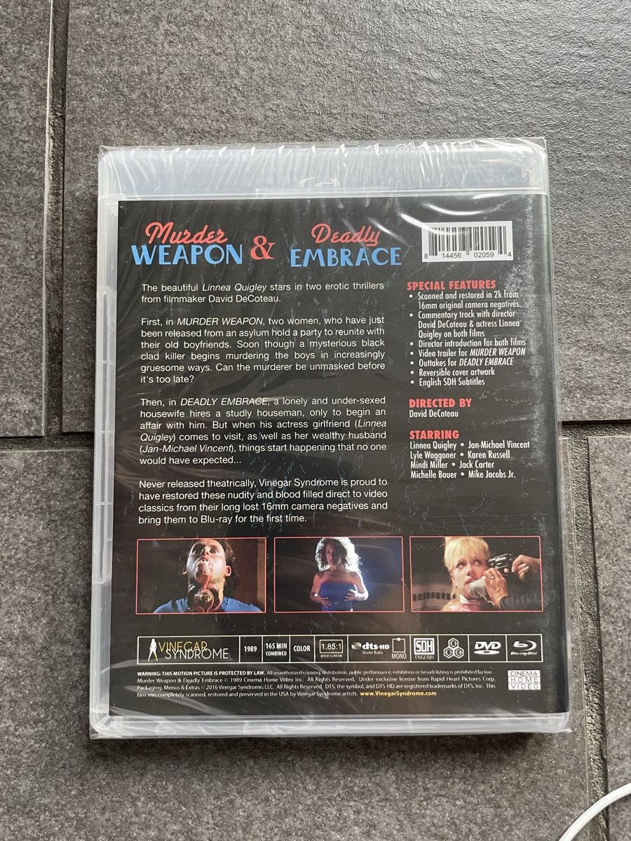 Tutti i DVDs: Murder Weapon & Deadly Embrace Blu-ray Vinegar Syndrome – Nuovo (secondo la descrizione) da Zürich venduto da cENS0R 3
