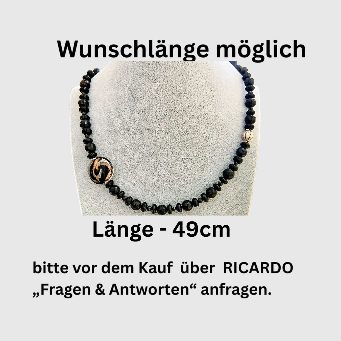 Murano Catenine: Statement -  Onyx Spinell  - Halskette Muranoglas - Silber – Nuovo e nell'imballaggio originale da Lütisburg venduto da Emarra 2