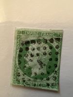 1 timbre oblitéré France 1853 numéro 12 vert foncé  selon ph