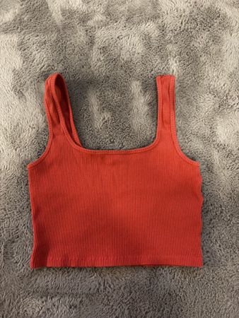 Damen Crop Top gerippt Rot 