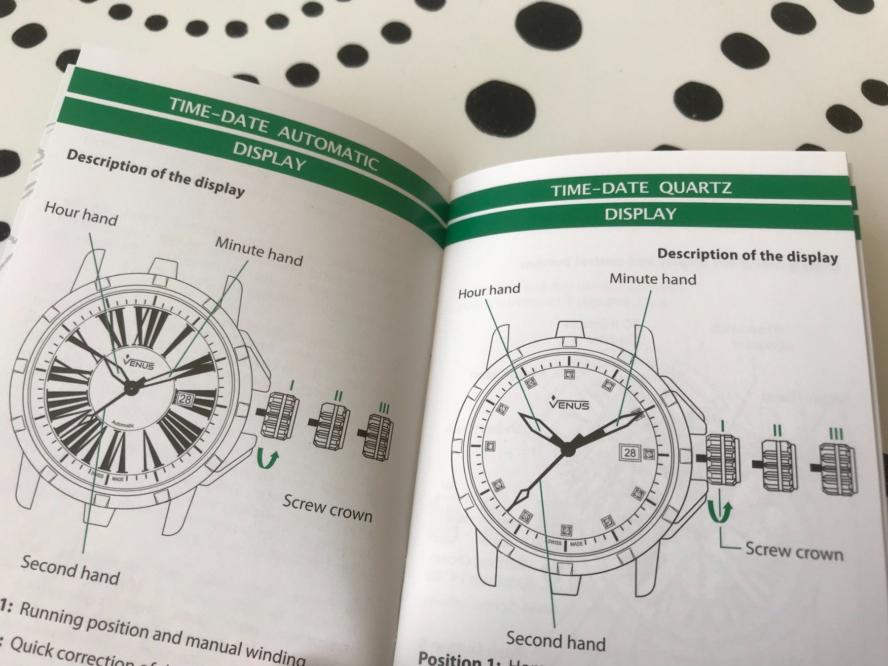 Documenti: VENUS ORIGINAL - OPERATING INSTRUCTIONS - STANDARD NEW !!! – Nuovo (secondo la descrizione) da Epalinges venduto da dream-watch 1