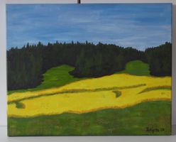 Sommerlandschaft Acrylbild auf Leinwand gerahmt 50x40cm.