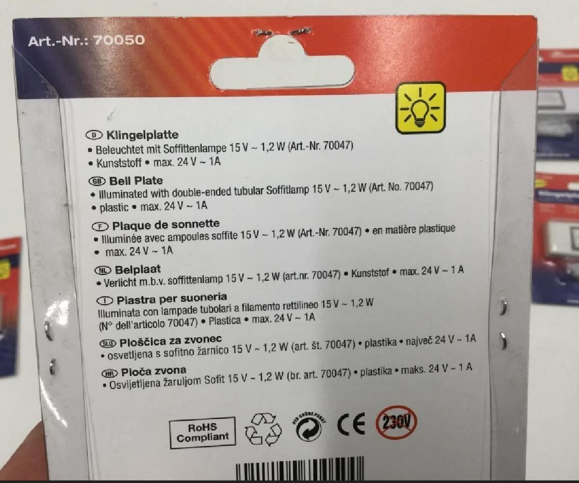Interruttori: Türklingel Klingeltaster mit Beleuchtung – Nuovo e nell'imballaggio originale da Uerkheim venduto da Kaufoption 1