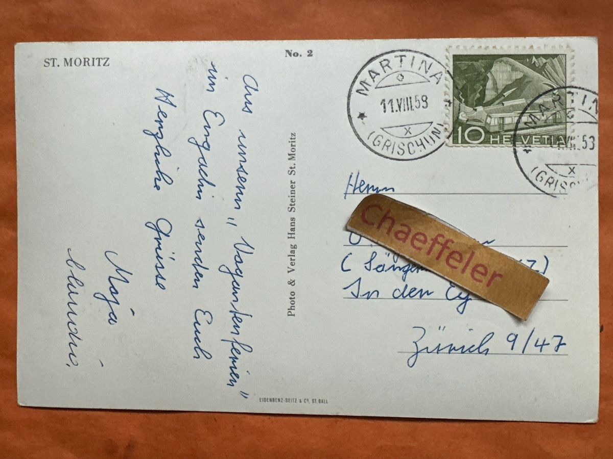 Cartoline postali: St. Moritz 1959! – Usato da Zürich venduto da Chaeffeler 1
