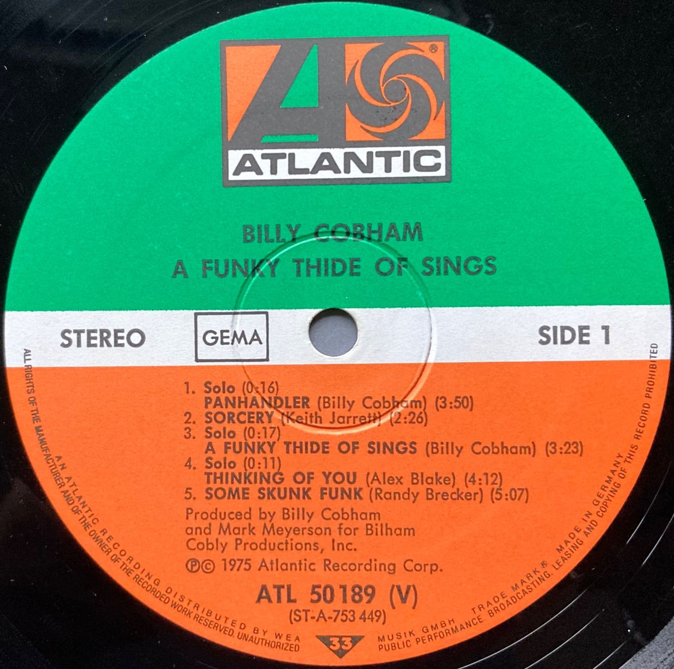 Dischi in vinile: BILLY COBHAM - A FUNKY THIDE OF SINGS – Usato da Poliez-Pittet venduto da Newtown-Records 3