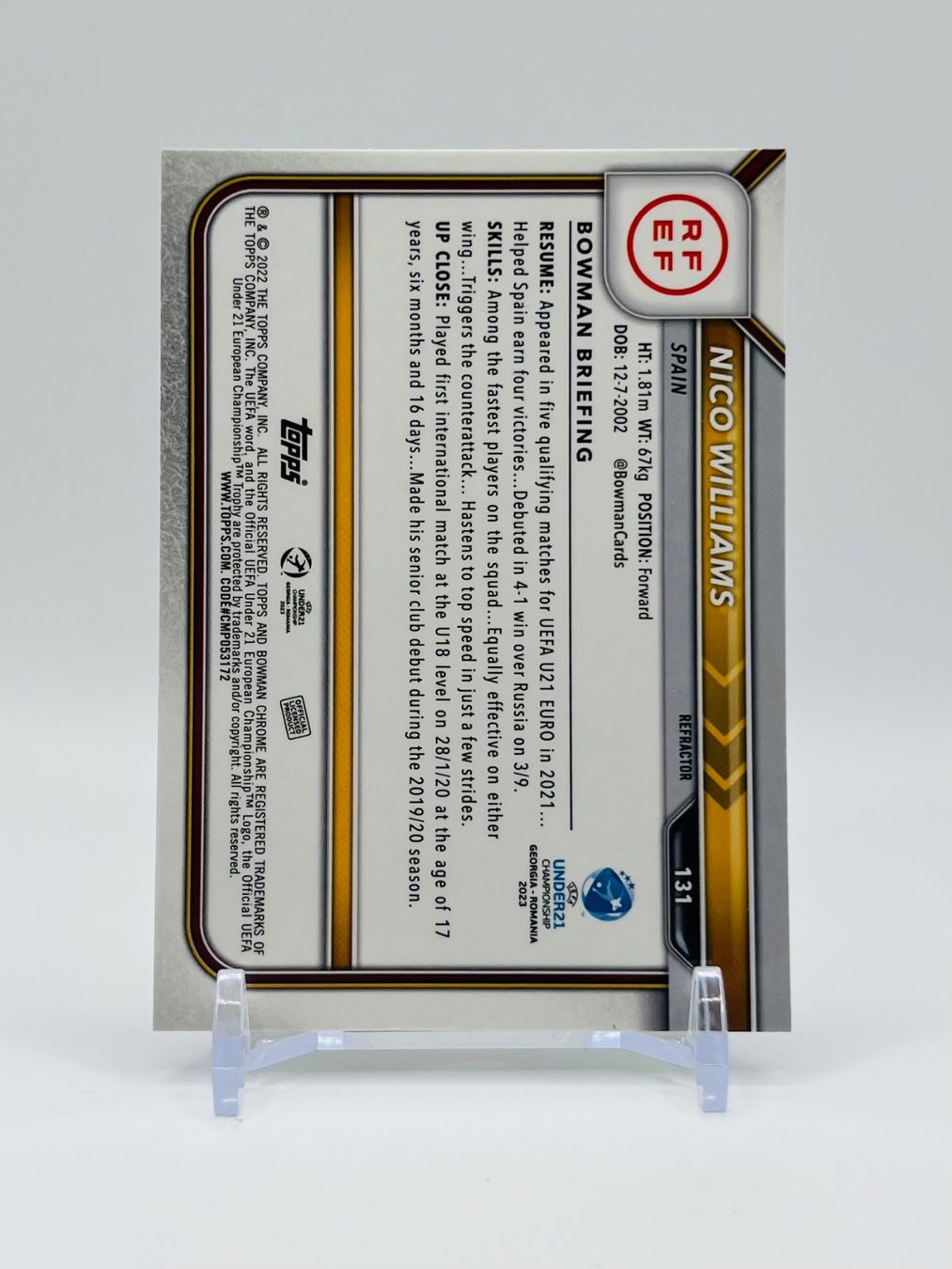 Topps Sammelbilder & Trading cards: Nico Williams 1st Bowman Chrome Refractor – Gebraucht aus Biel/Bienne von historian-198 1