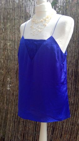 Top débardeur bleu roi avec dentelles ZEBRA, taille L, NEUF