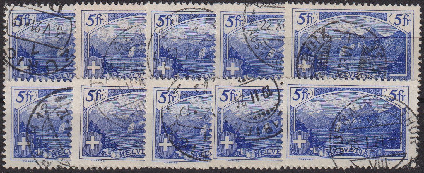 Alle Briefmarken: 130, 10 Marken mit sauberen Stempel – Gebraucht aus Basel von Bingis