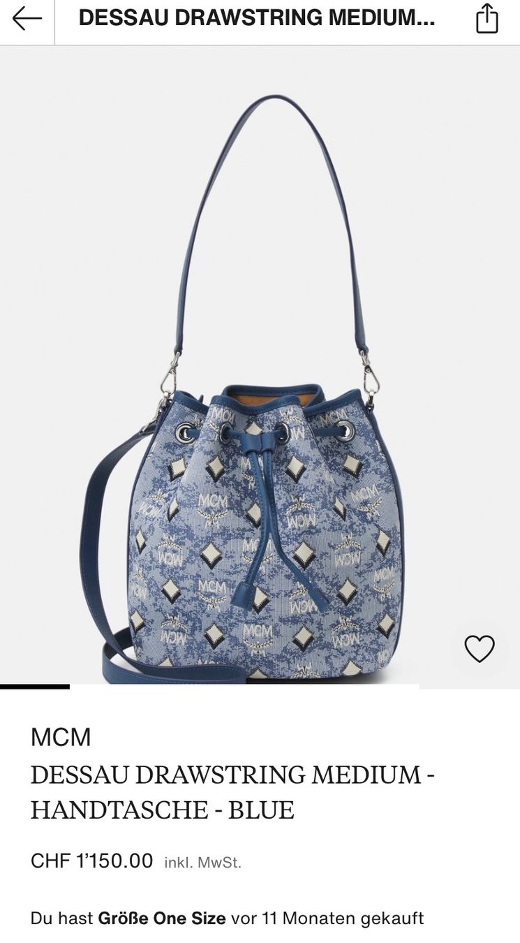 Mcm Taschen: Beutel MCM 💙 DESSAU DRAWSTRING MEDIUM - HANDTASCHE - BLUE – Neu (gemäss Beschreibung) aus Gibswil von Engelsgleich 1