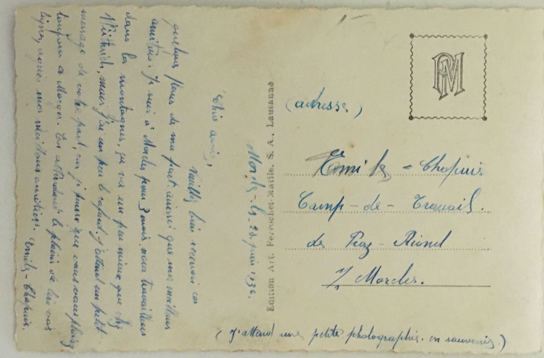 Cartoline postali: Morcles, Lavey-Morcles, 1936 – Usato da Frauenfeld venduto da Merk52 1