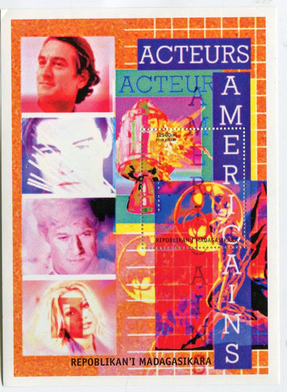 Tous les timbres: Block "Robert De Niro, Robert Redford". Madagaskar – Neuf avec emballage d'origine à Basel par Butsch5