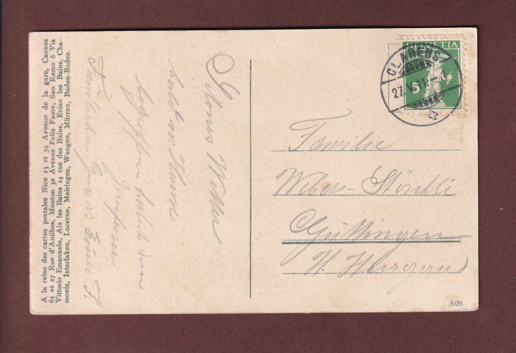 Cartoline postali: MONTREUX - Dents du Midi - 1911 – Usato da Pully venduto da nicecards 1