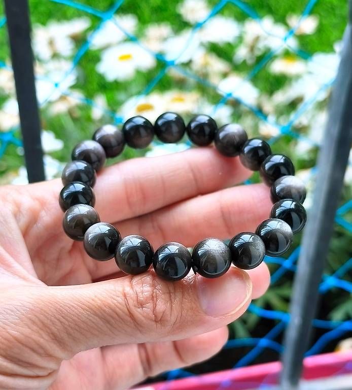 Bracciali & Braccialetti: Bracelet en Obsidienne Argentée 10mm – Usato da Ursy venduto da tan_8qdl 1