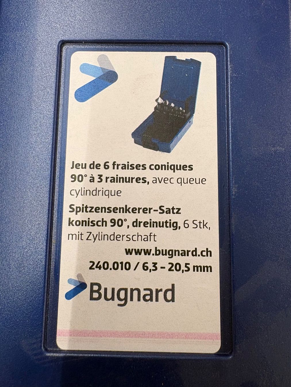 Tutti gli attrezzi: Jeu de fraises coniques 90° BUGNARD – Nuovo e nell'imballaggio originale da Venthône venduto da TAR 1