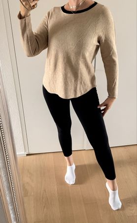 Damen Pullover beige Rundhals warm Winter Pullover Pulli