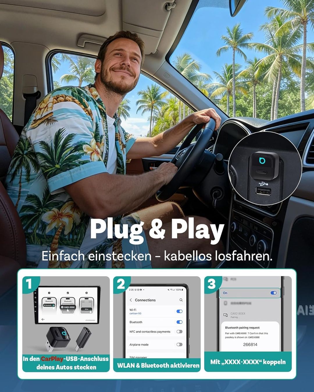 Unità & Adattatore: Wireless CarPlay Android Auto Adapter – Nuovo e nell'imballaggio originale da Suhr venduto da SchnapperCH 4