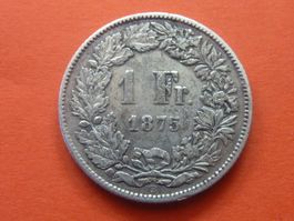 Silber 1 Fr. 1875  -  Ungereinigt  -