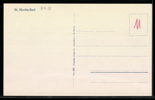 Cartoline postali: St. Moritz, Bad, Blick über den See zum – Usato da Berlin venduto da bartko-reher 1