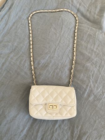 Borsa a tracolla trapuntata bianco avorio,