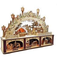LETZTER XL Holzkunst LED Schwibbogen m.Podest Weihnachtsdorf