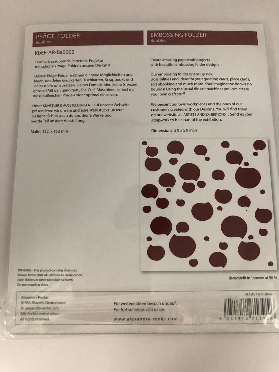 Sciablone: Präge Folder - Bubbles - Alexandra Renke – Nuovo e nell'imballaggio originale da Binningen venduto da Kellox 1