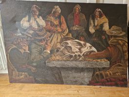 Peinture signée du grand t'assiste JOSE RICKETT .