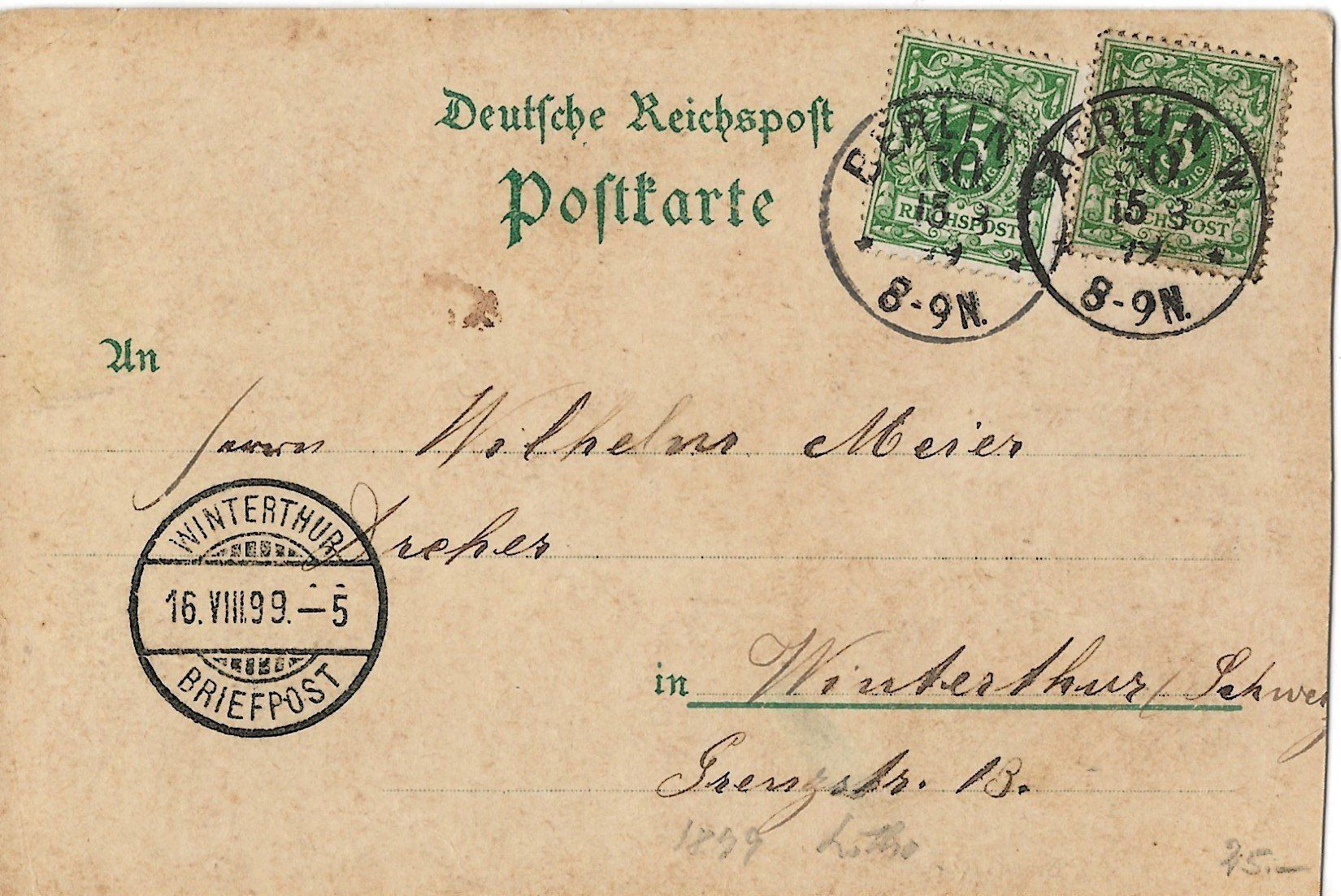 Cartoline postali: Gruss aus Berlin, Litho, 1899 – Usato da Frauenfeld venduto da Merk52 1
