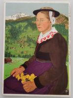 Bundesfeierpostkarte Nr.57k - 1933 - Walliserin gestempelt