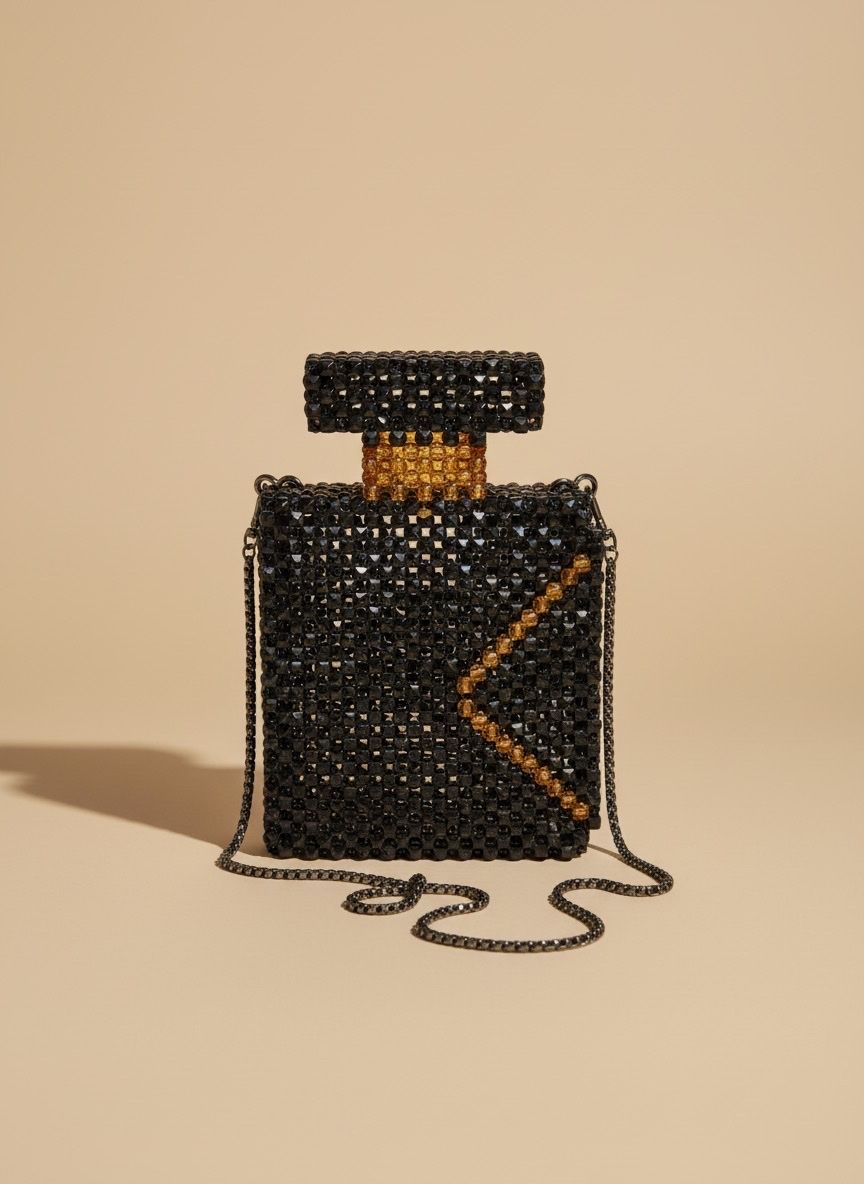 Taschen für Damen: Black Beaded Perfume Bottle Bag - Evening Glamour! – Neu und originalverpackt aus Saland von ele_vc96