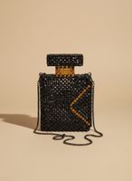 Black Beaded Perfume Bottle Bag - Evening Glamour!