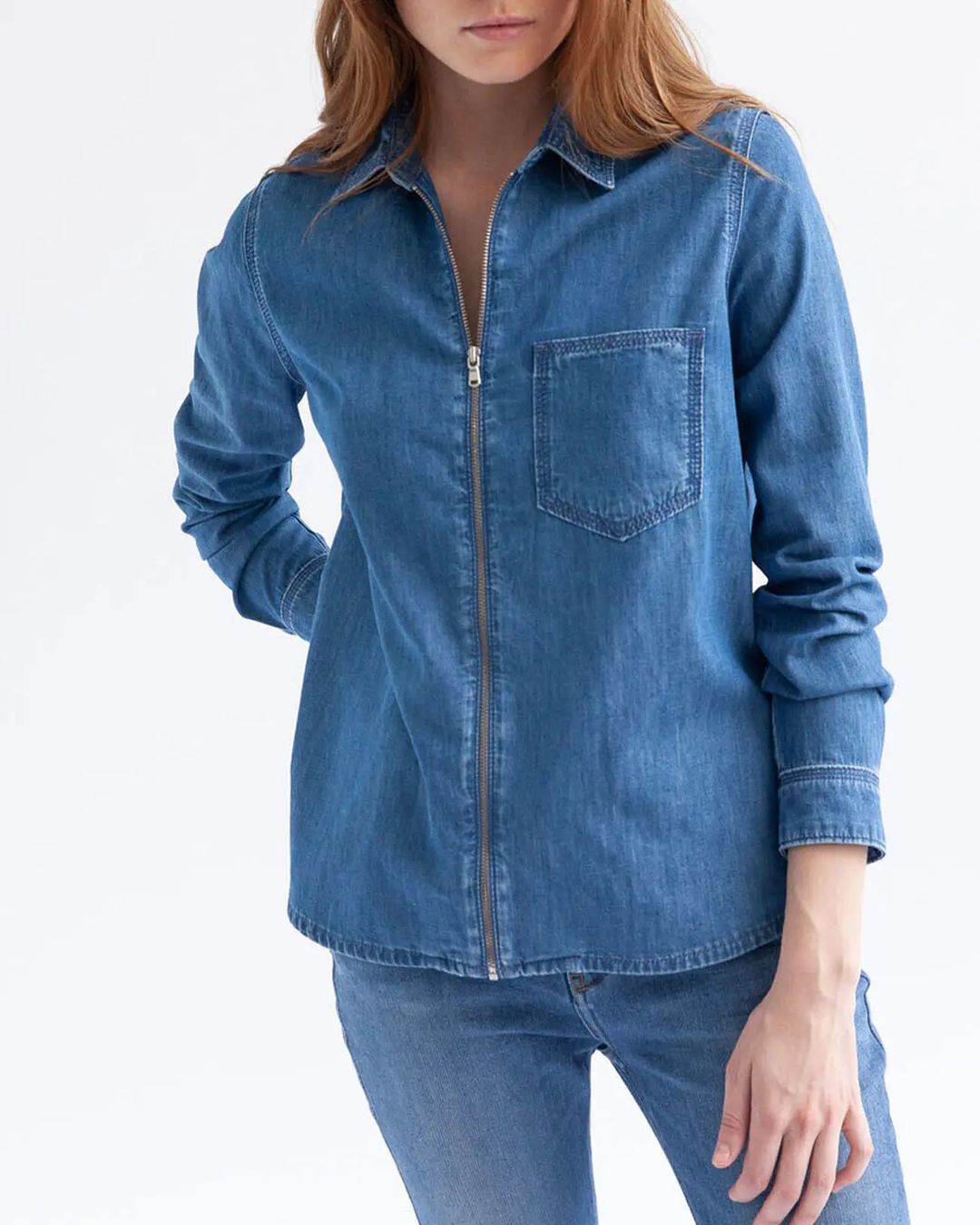 Pull&Bear Giacche: Denim Zip-Up Shirt - Stylish & Comfortable - Size Medium – Usato da Rorschach venduto da Alles_9.90